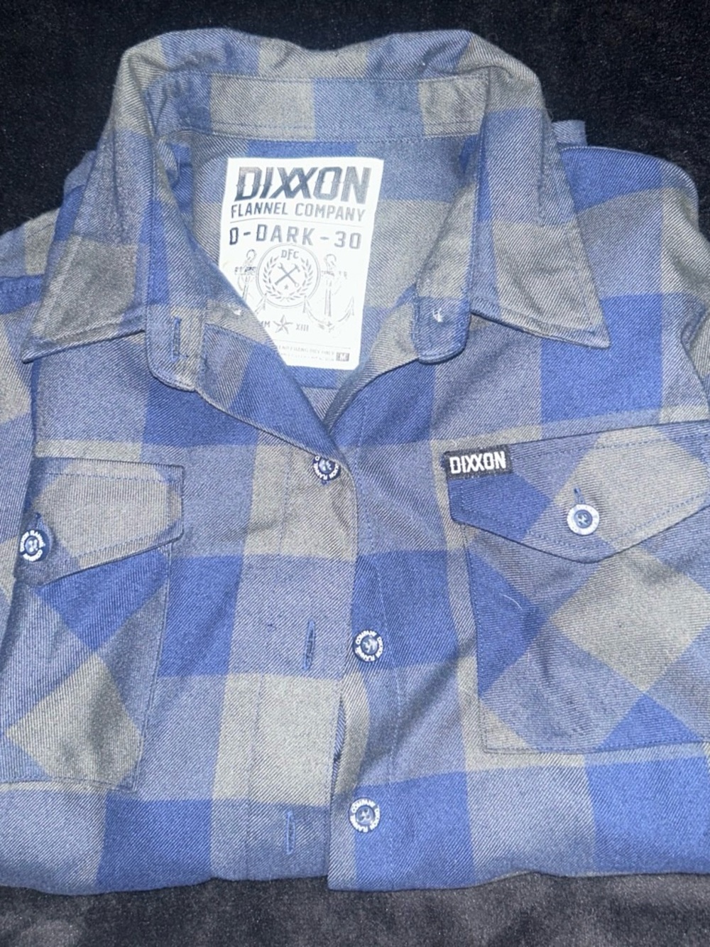 DIXXON Blue and Gray Plaid Flannel Shirt